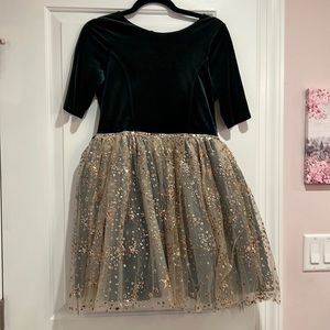 Velvet Bodice Sequin Tulle Dress